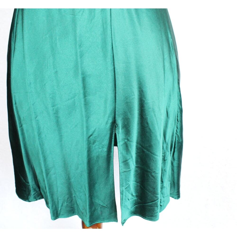 Y2K Victorias Secret 100% Silk Slip Dress Small Green Embroidered Vintage - Picture 3 of 7